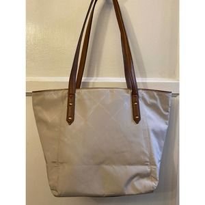 Vera Bradley Preppy Polly Ella Tote Cream Satin Handbag Purse Bag